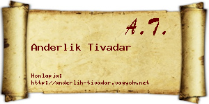 Anderlik Tivadar névjegykártya